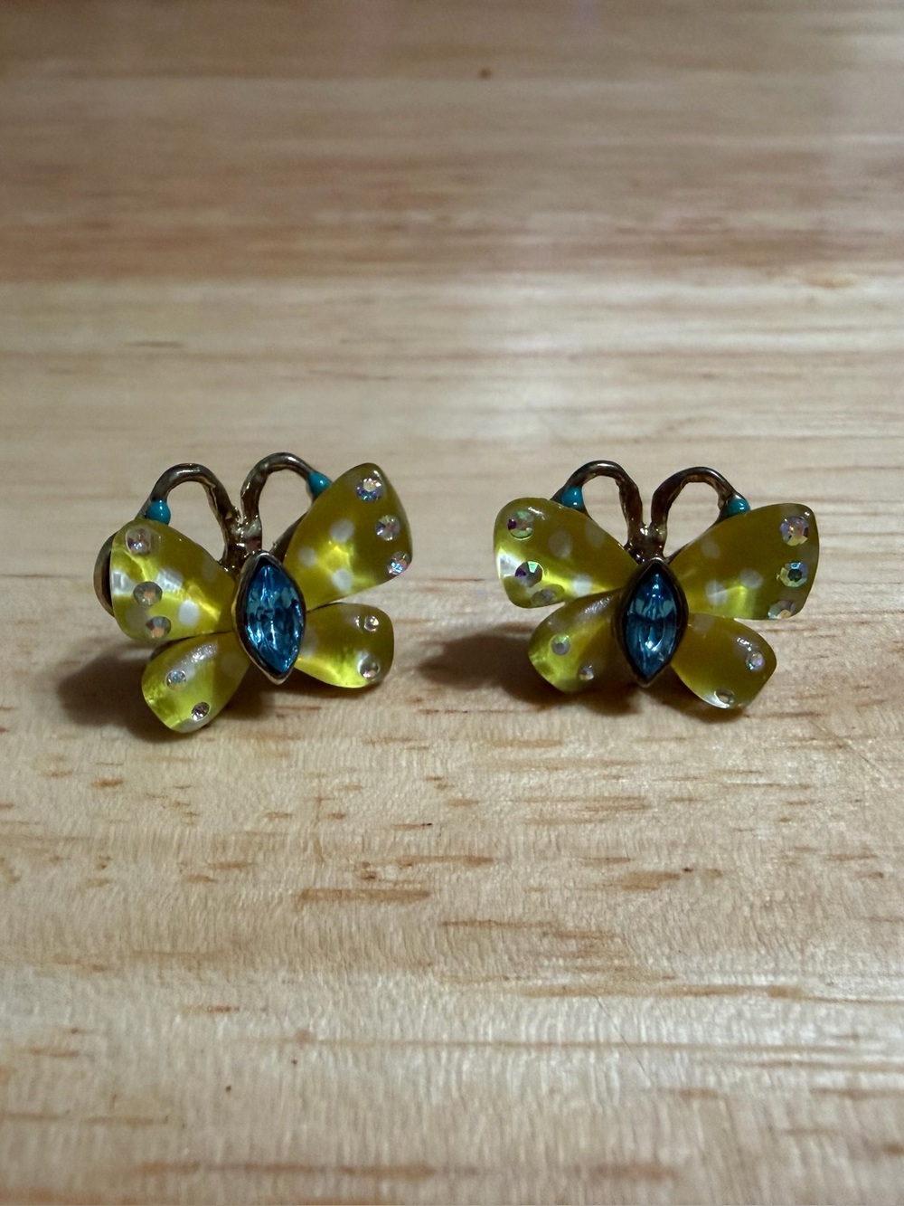 Betsey Johnson Yellow Butterfly Stud Earrings